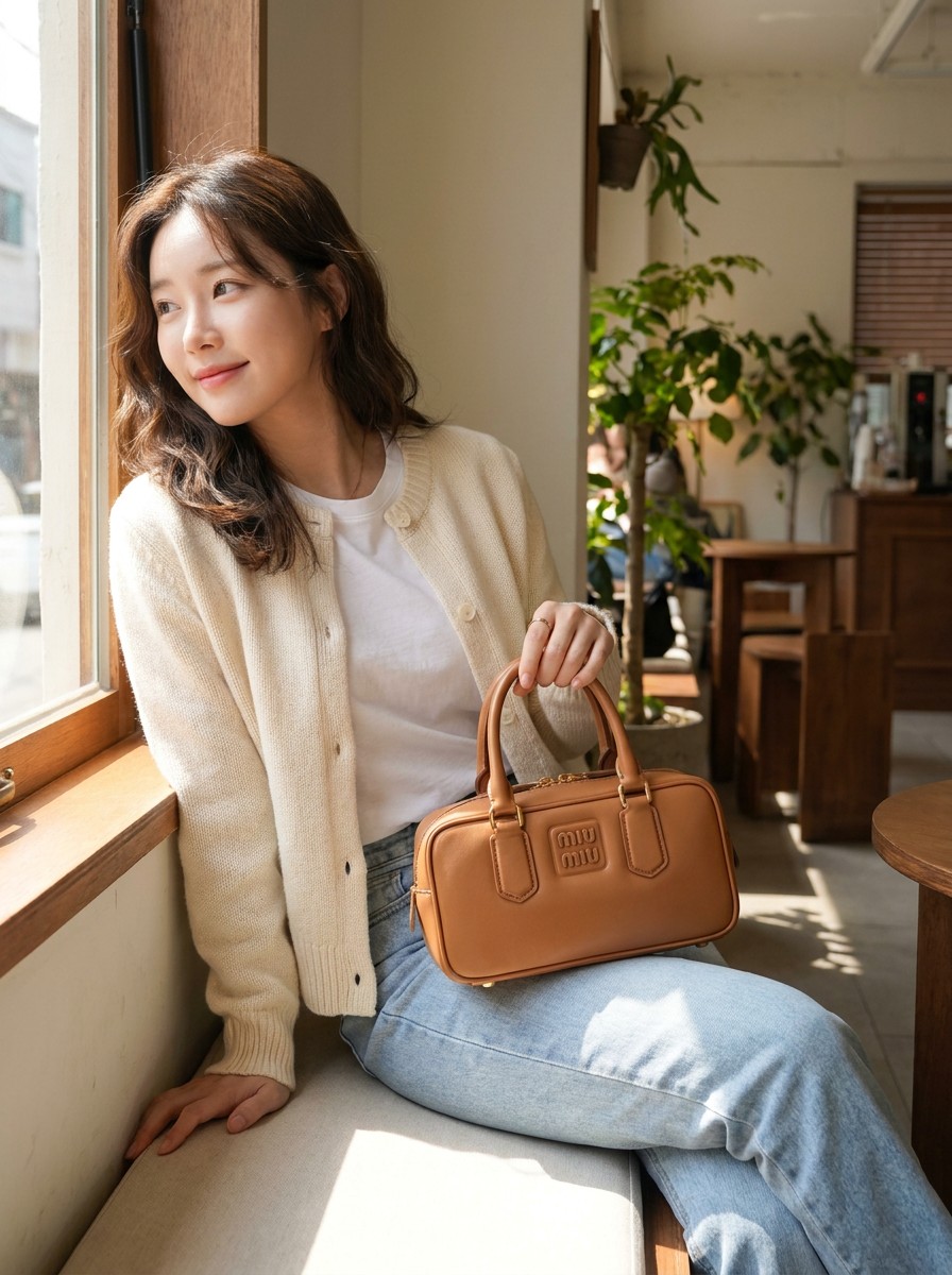 입체 로고가 사랑스러운 미니 보스턴백