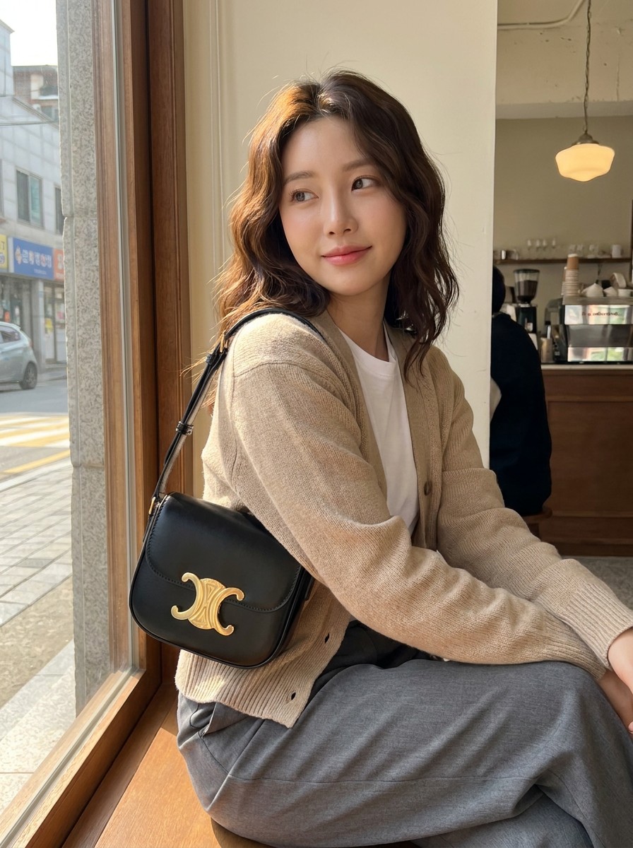 반짝이는 메탈 장식 미니 크로스백