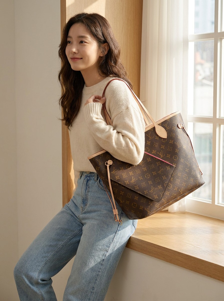 로고 패턴이 가득한 데일리 토트백