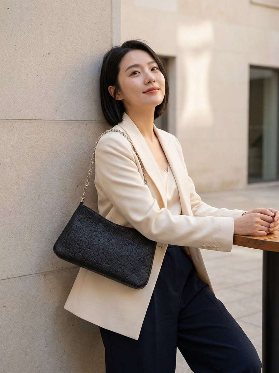 체인 스트랩이 돋보이는 숄더백