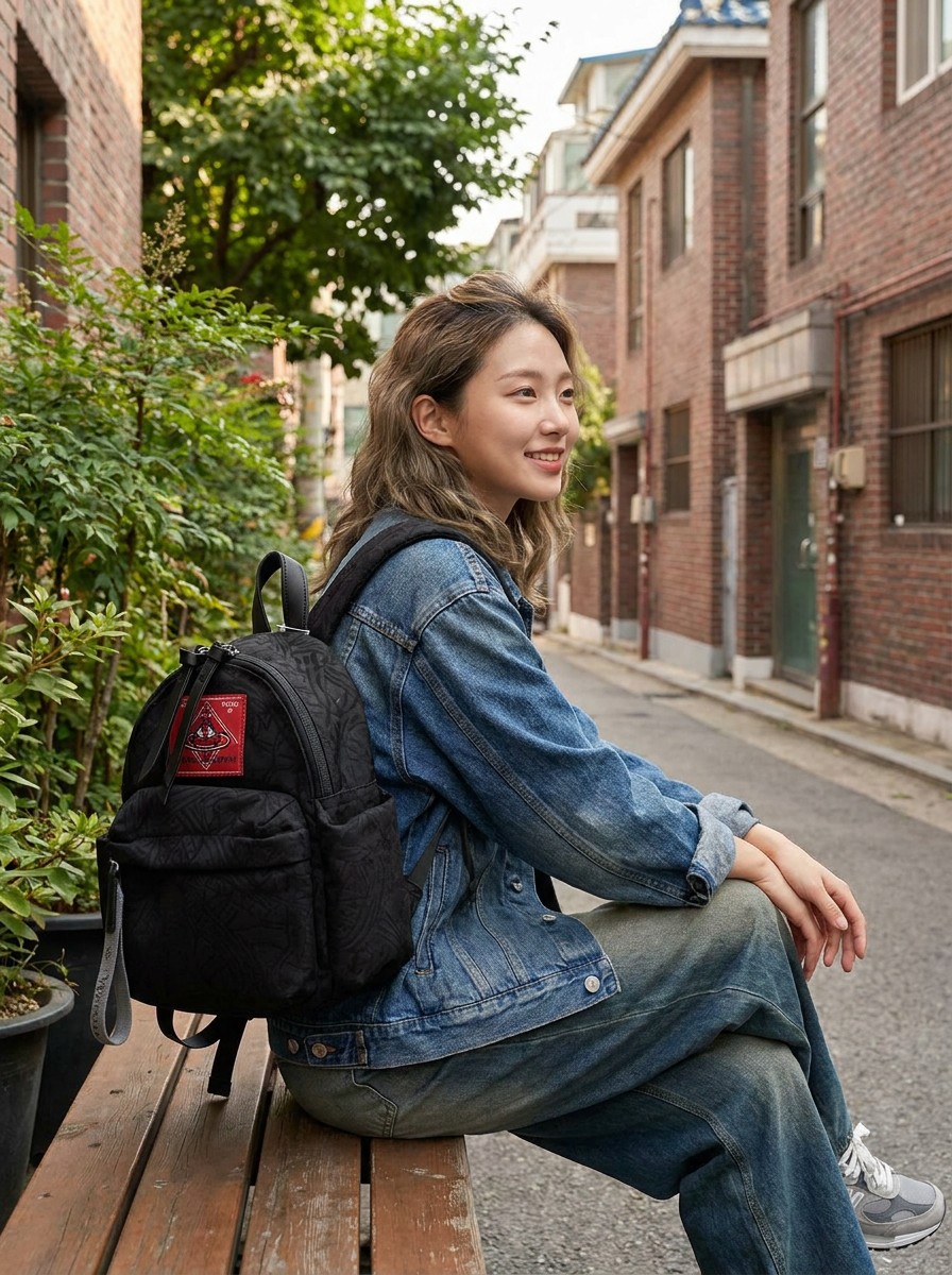 레드 라벨이 포인트인 백팩