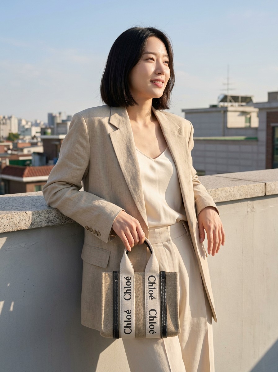 로고 스트랩이 돋보이는 토트백