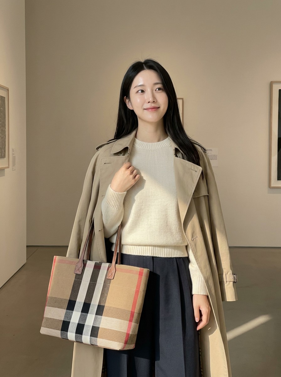체크 패턴이 경쾌한 숄더백