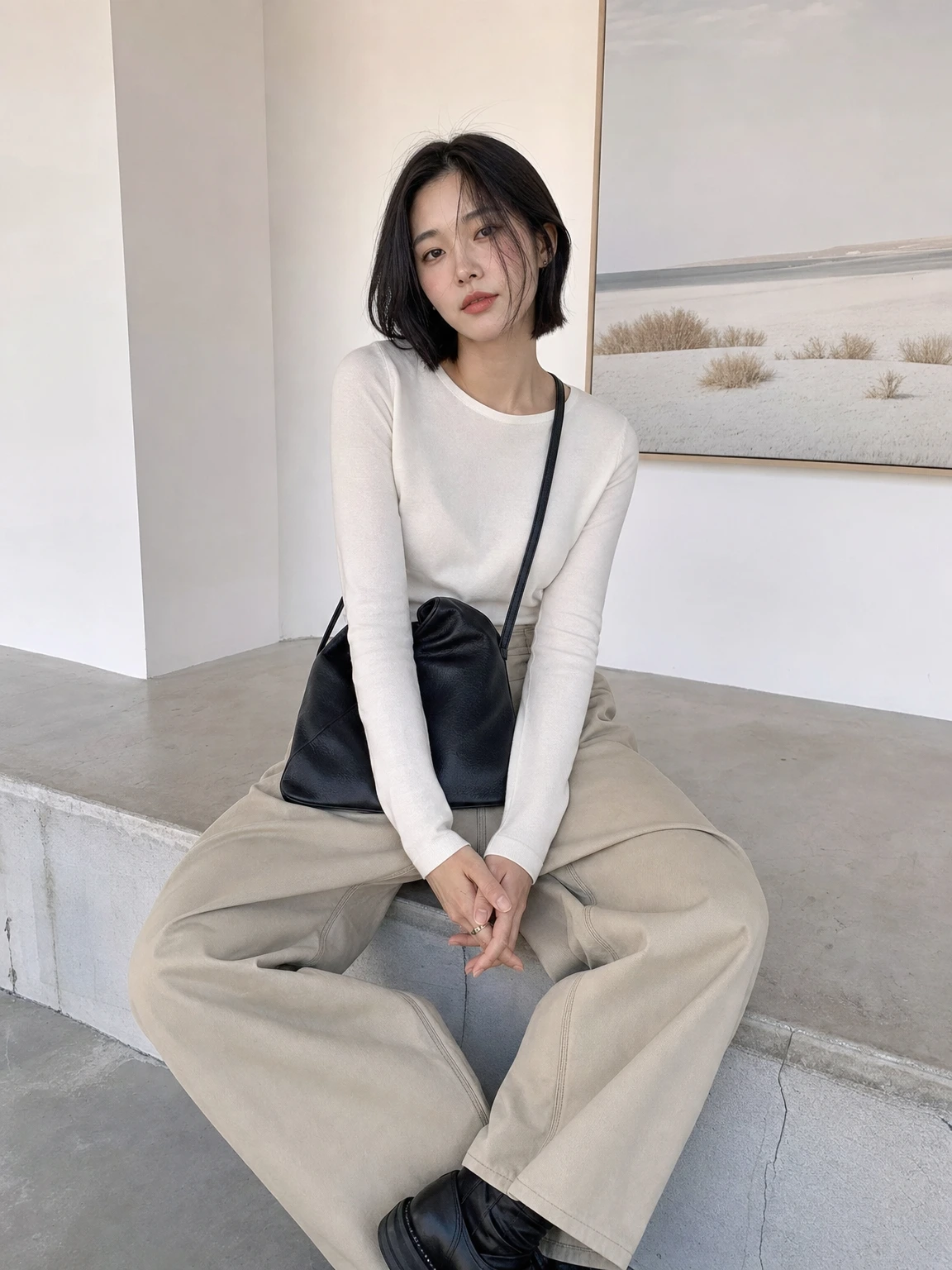 입체 실루엣이 독특한 크로스백