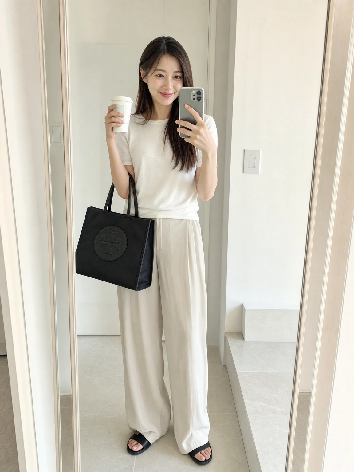 로고 포인트 데일리 토트백