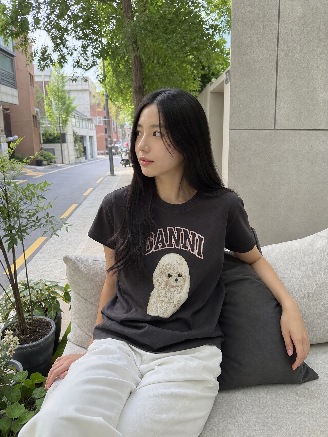 푸들 그래픽이 사랑스러운 티셔츠