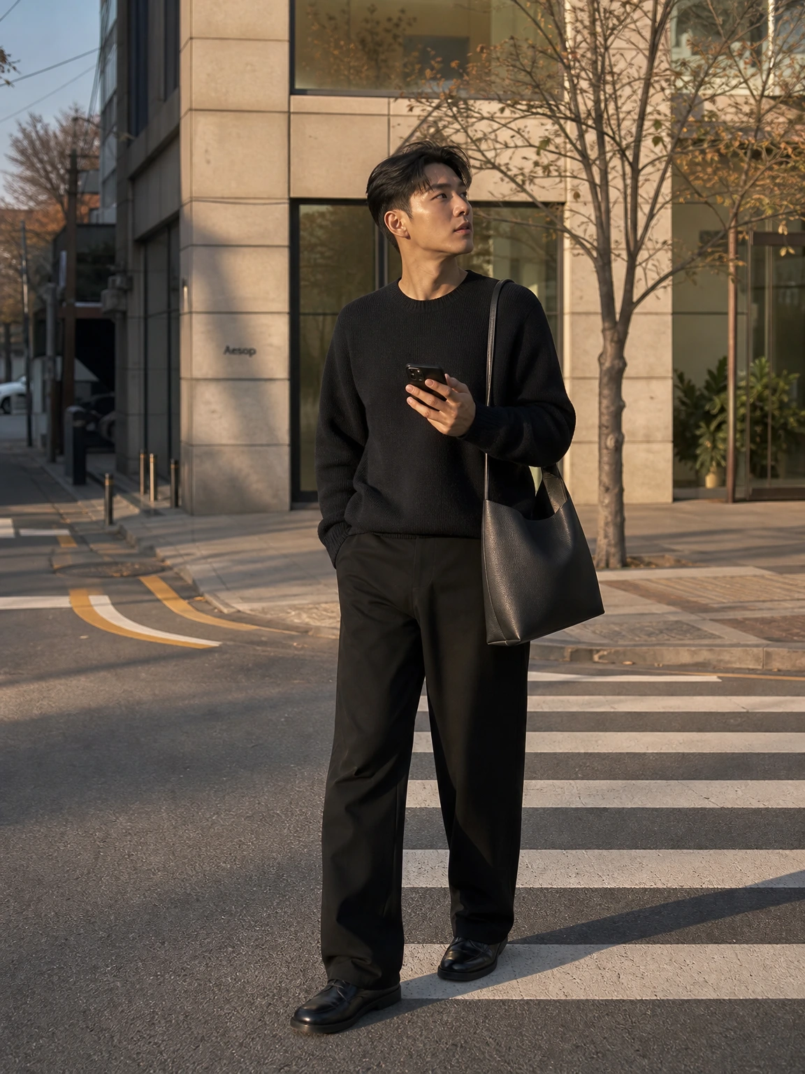 조용한 곡선이 돋보이는 미디엄 토트백