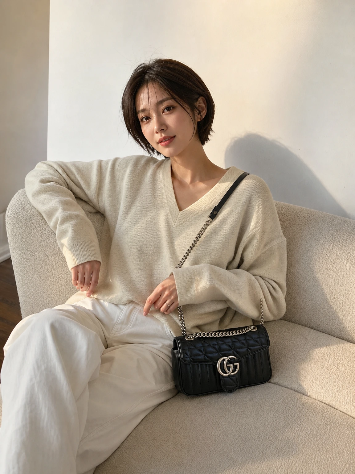 체인 스트랩이 돋보이는 미니 숄더백