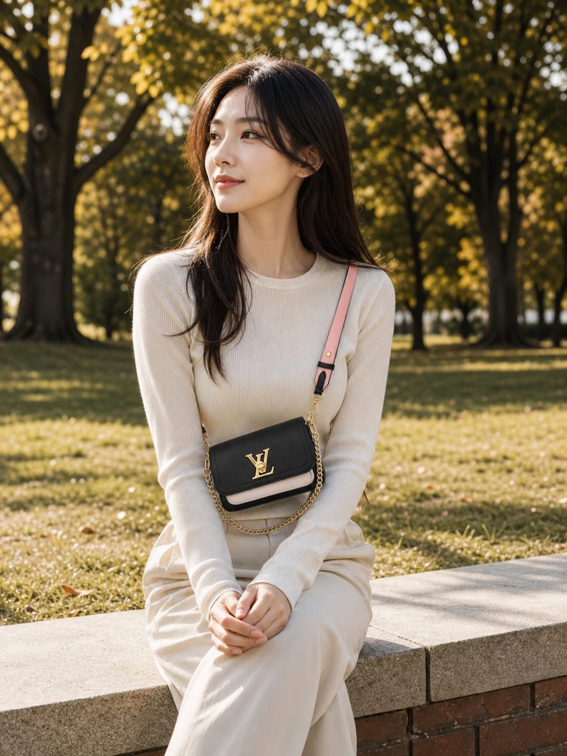 컬러 블록 스트랩 락미 크로스백