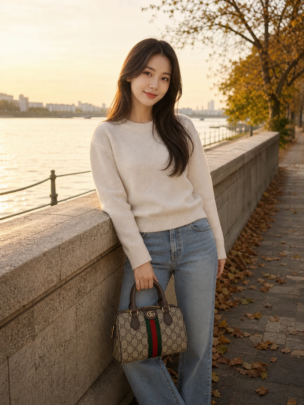 시그니처 스트라이프의 오피디아 보스턴백