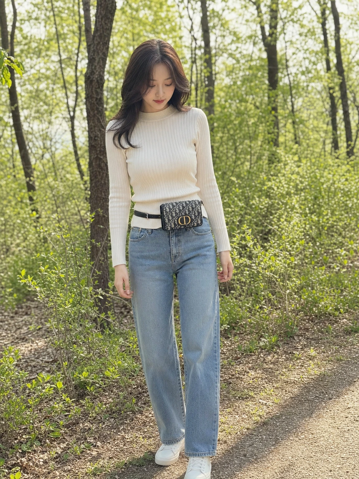 체인 디테일 투인원 파우치