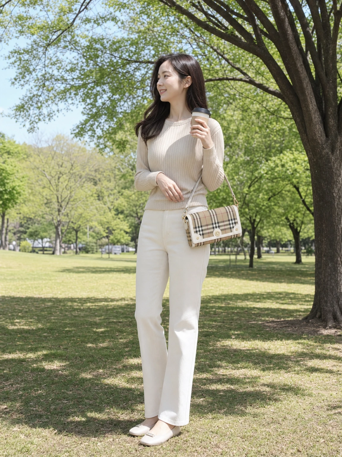 시그니처 체크가 돋보이는 토트백