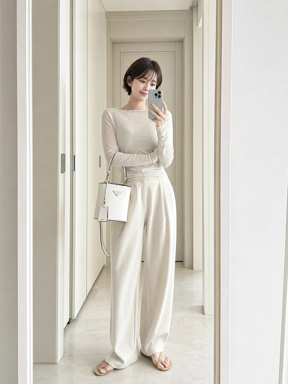 담백한 실루엣의 버킷 스몰백