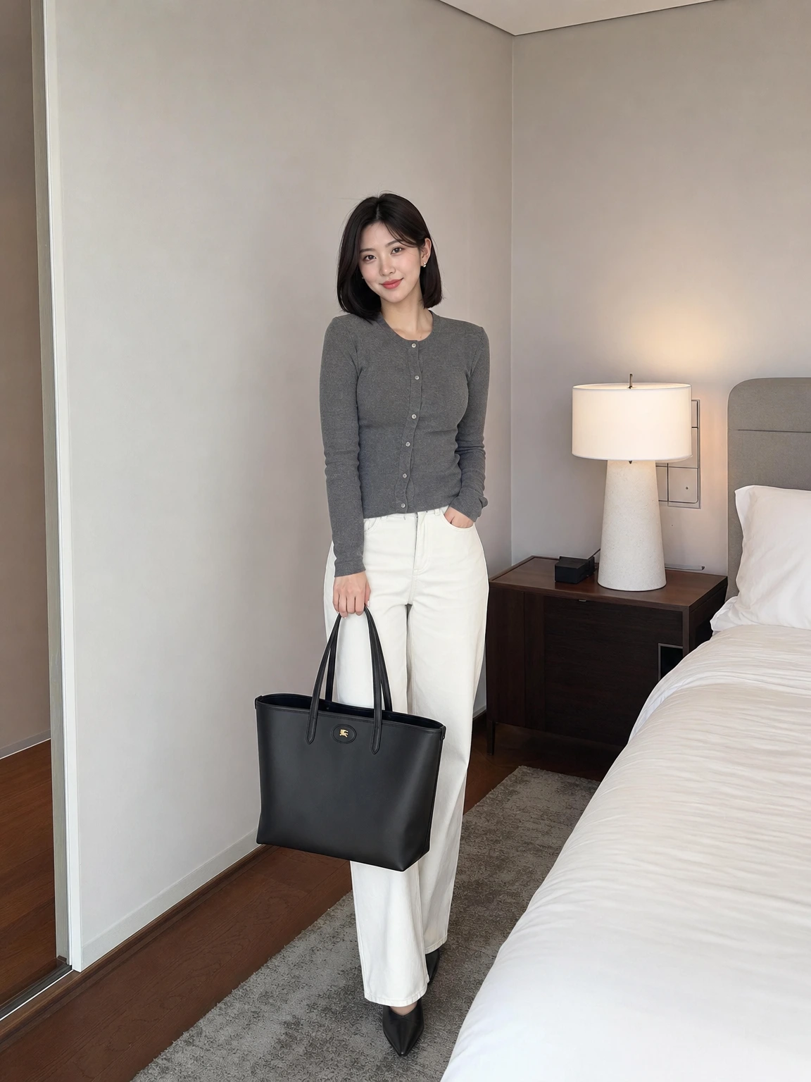 담백한 라인의 리버서블 토트백