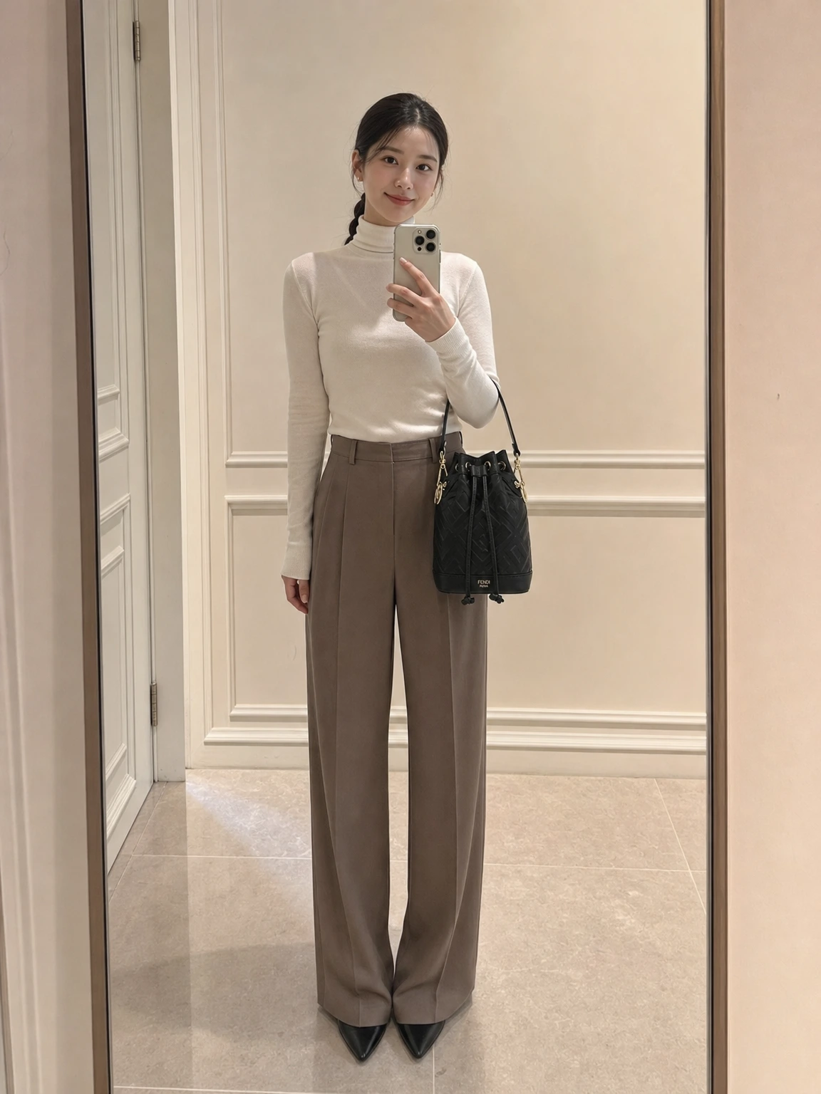 엠보 패턴이 돋보이는 버킷백