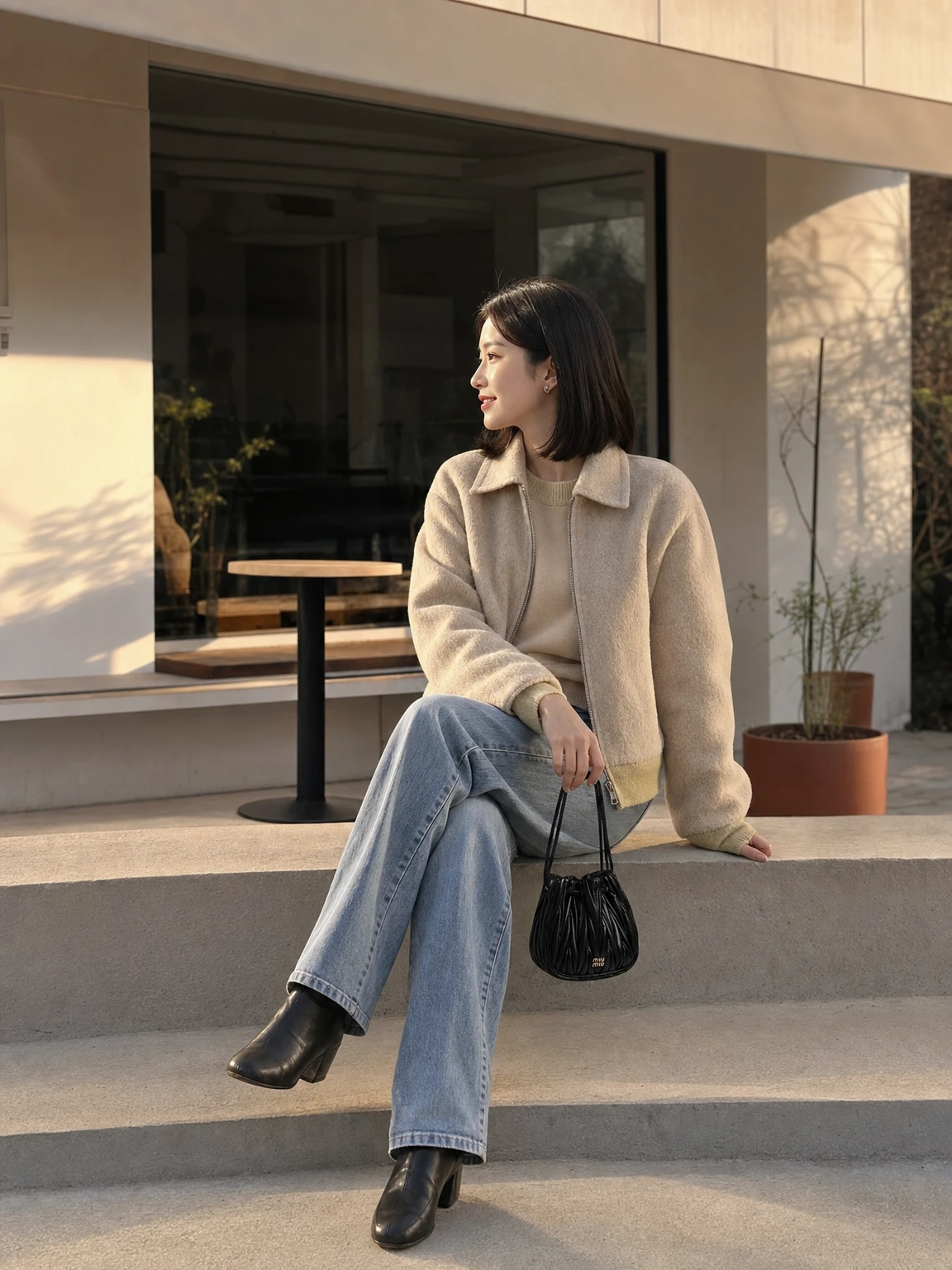 마틀라세 셔링이 돋보이는 파우치