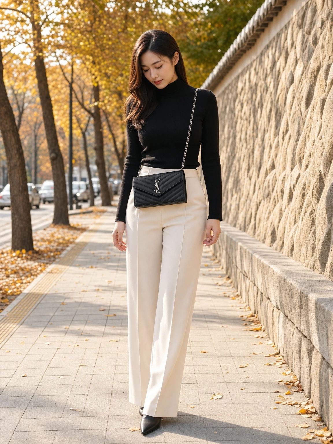 체인 스트랩의 슬림 미니백