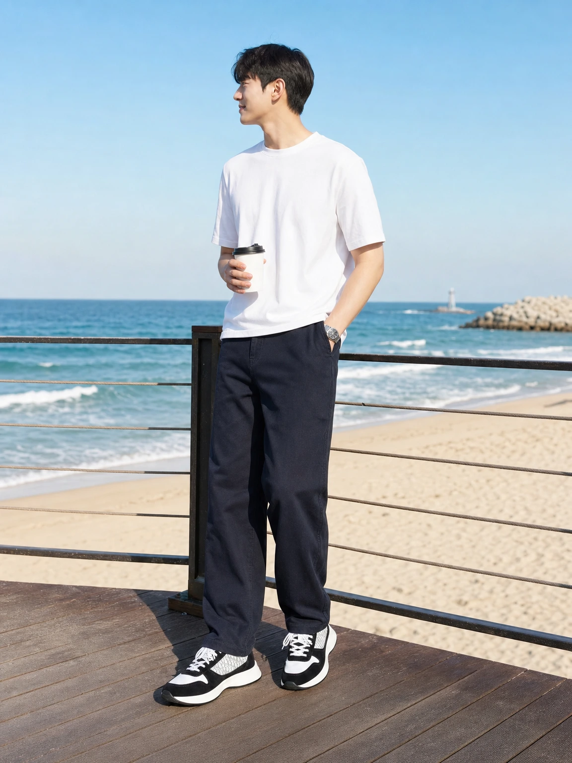 오블리크 패턴이 돋보이는 스니커즈
