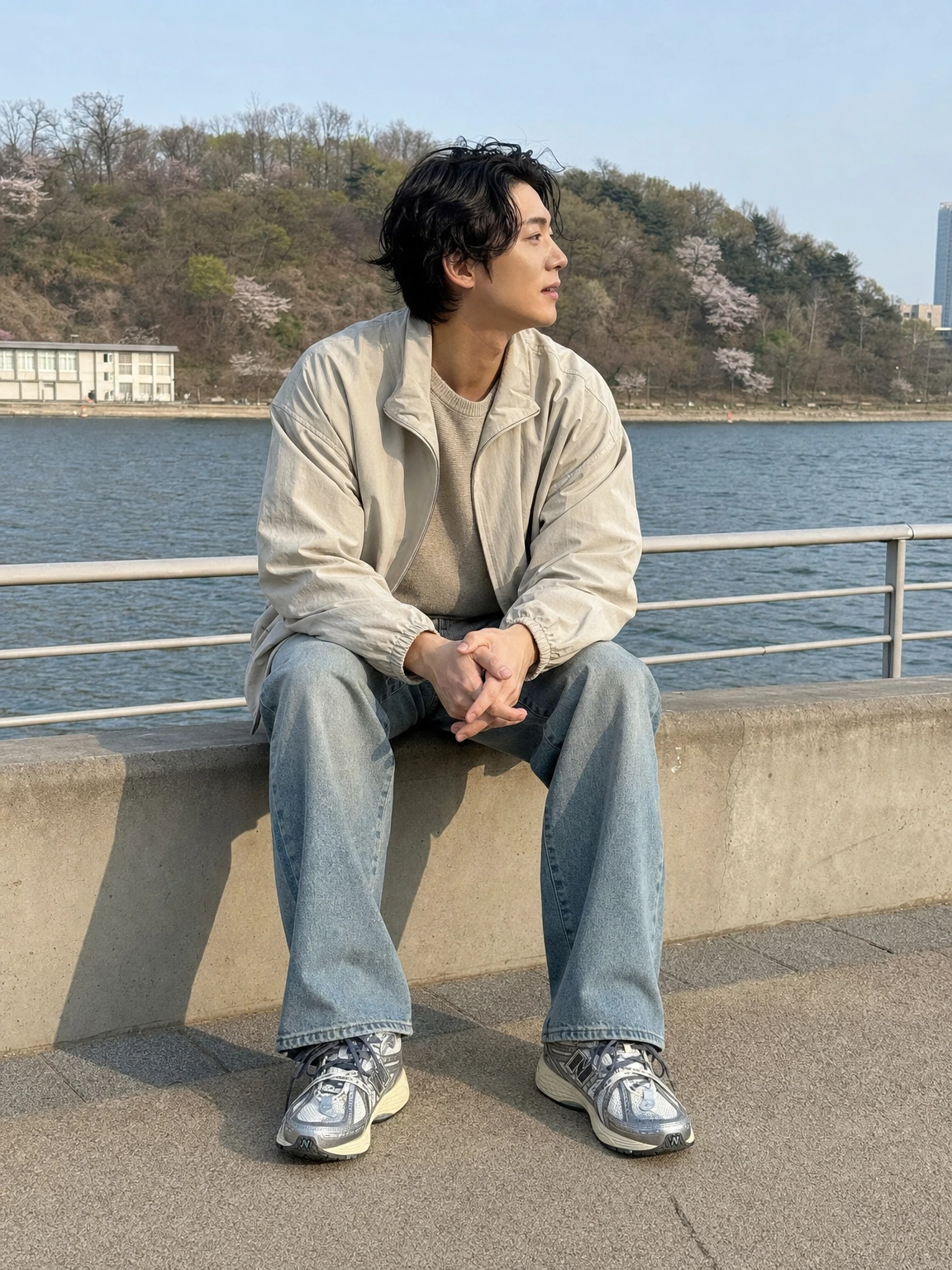 메탈릭 디테일이 돋보이는 스니커즈