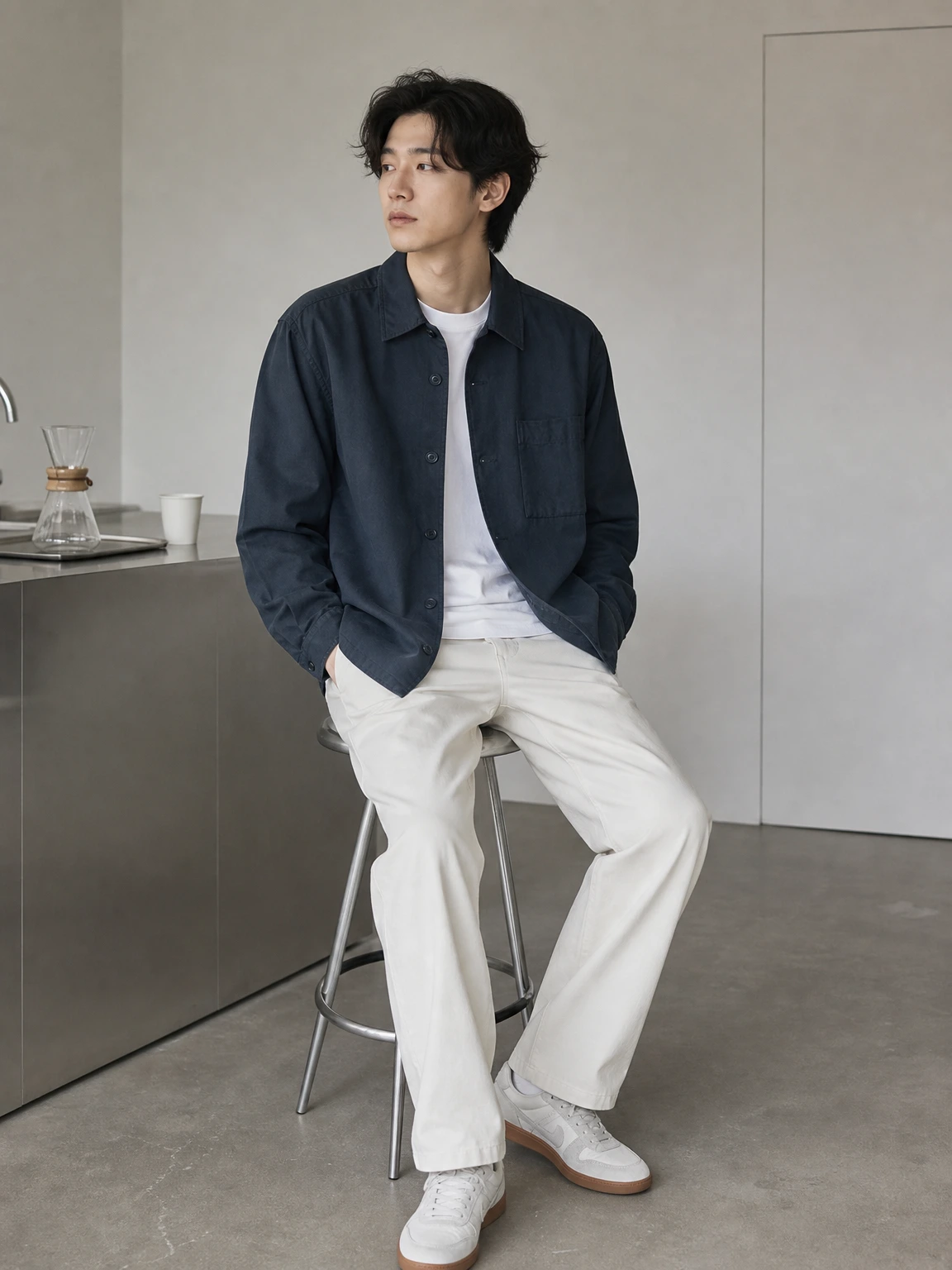 툭 걸치는 셔츠형 셔츠 재킷