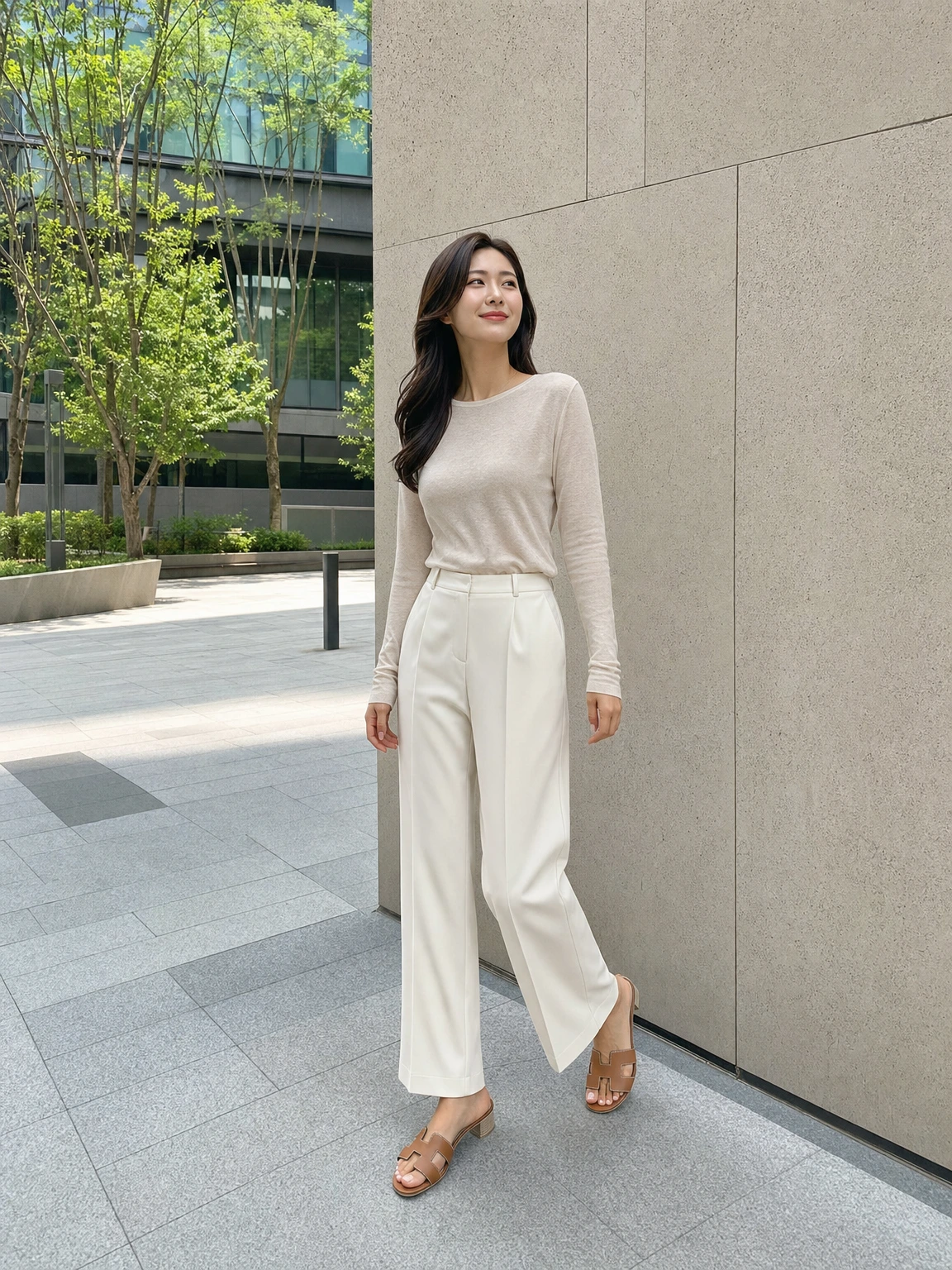 H 컷아웃이 돋보이는 샌들