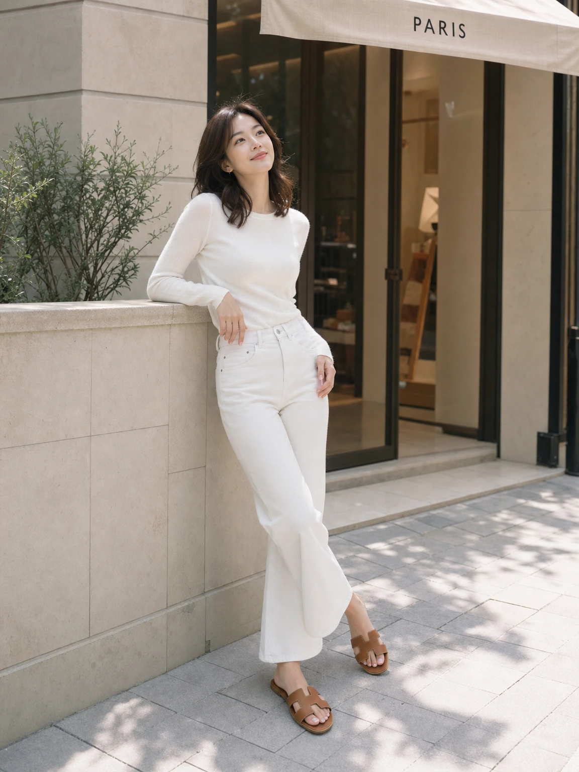 H 컷아웃이 돋보이는 샌들
