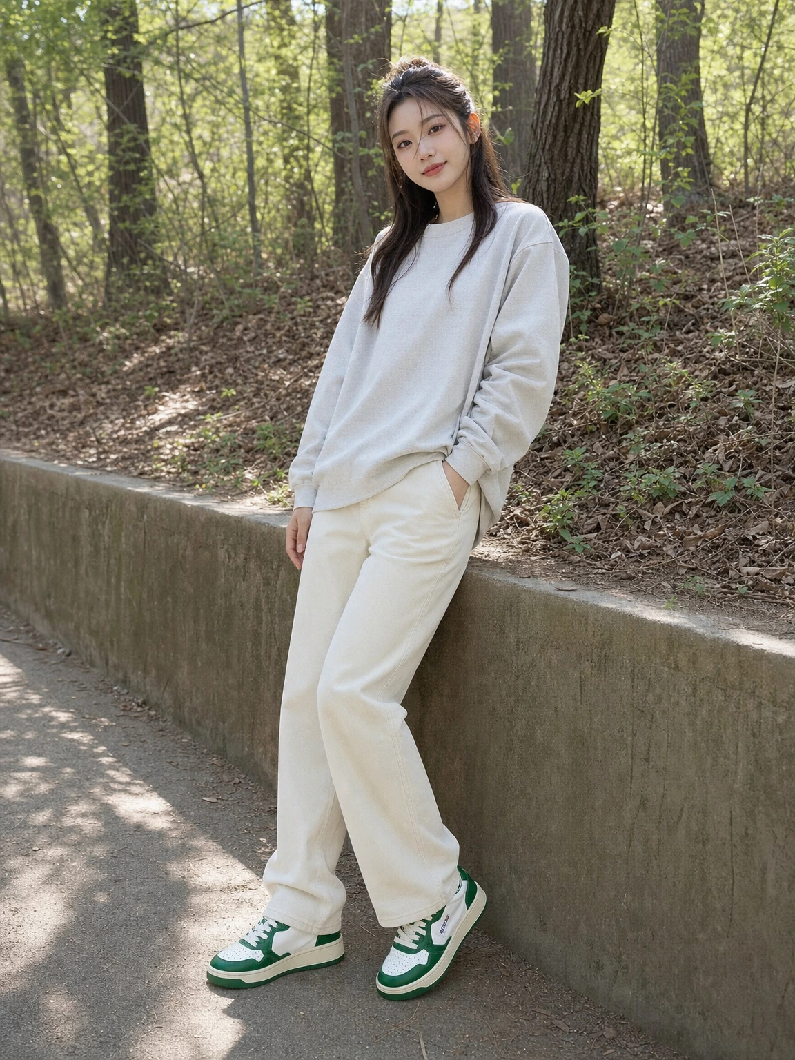 컬러 배색이 경쾌한 코트 스니커즈