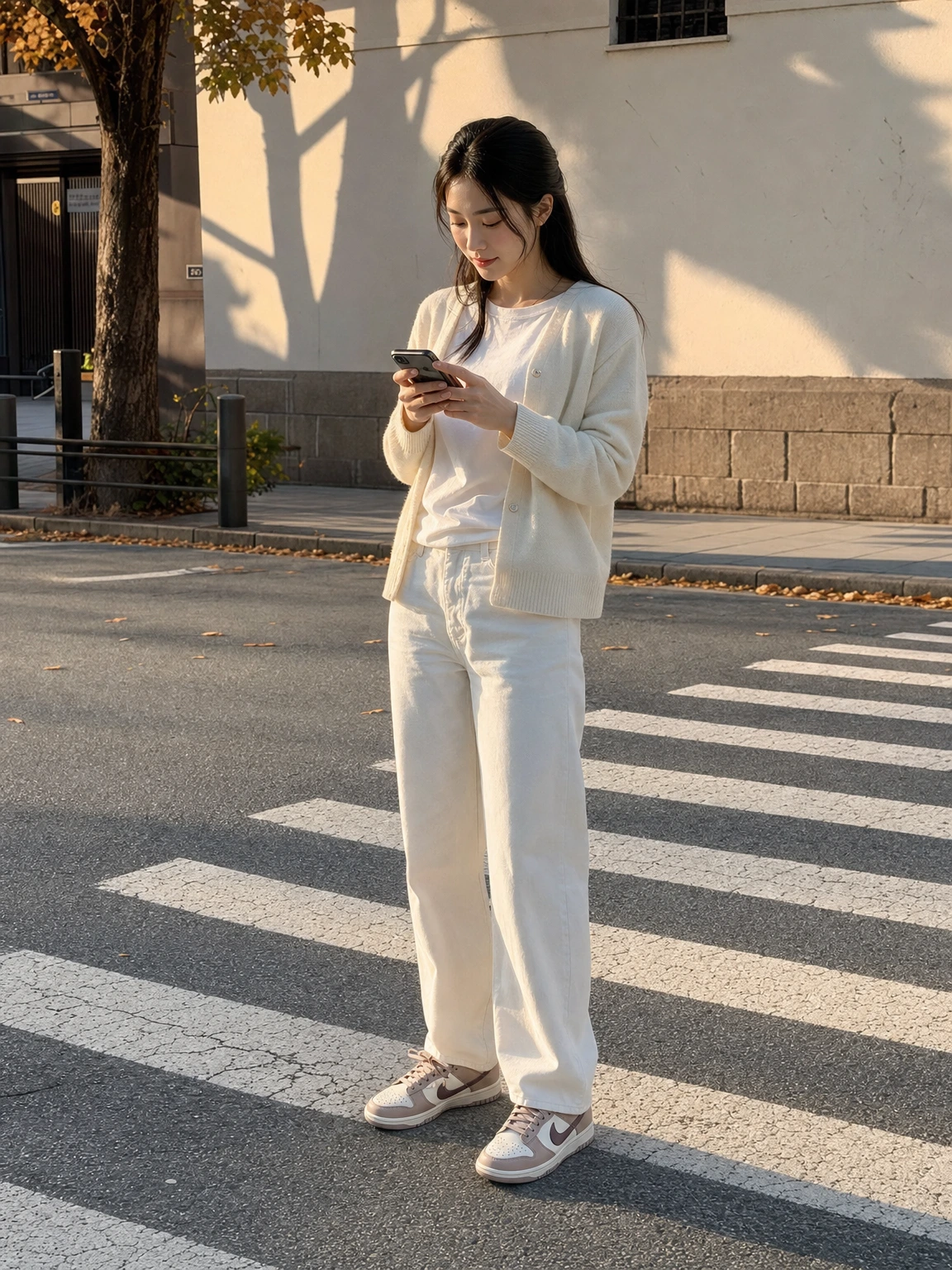 부드러운 톤의 덩크로우 스니커즈