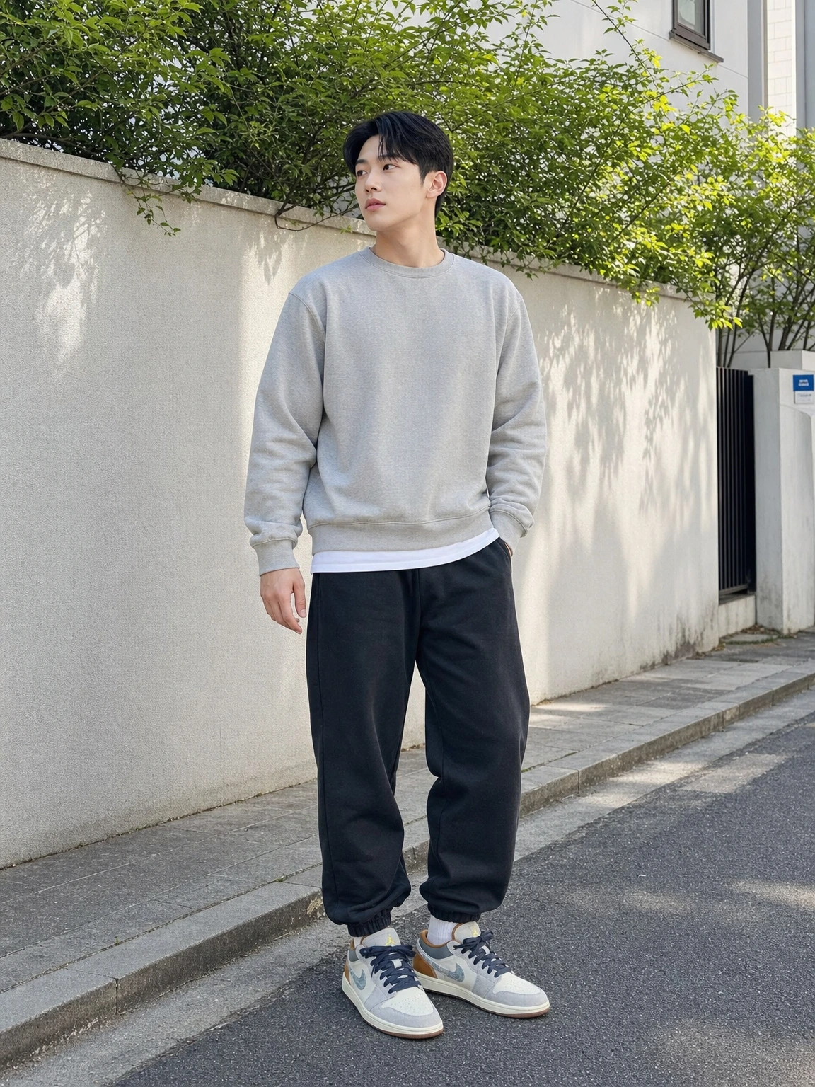 배색 데님 스우시가 돋보이는 스니커즈
