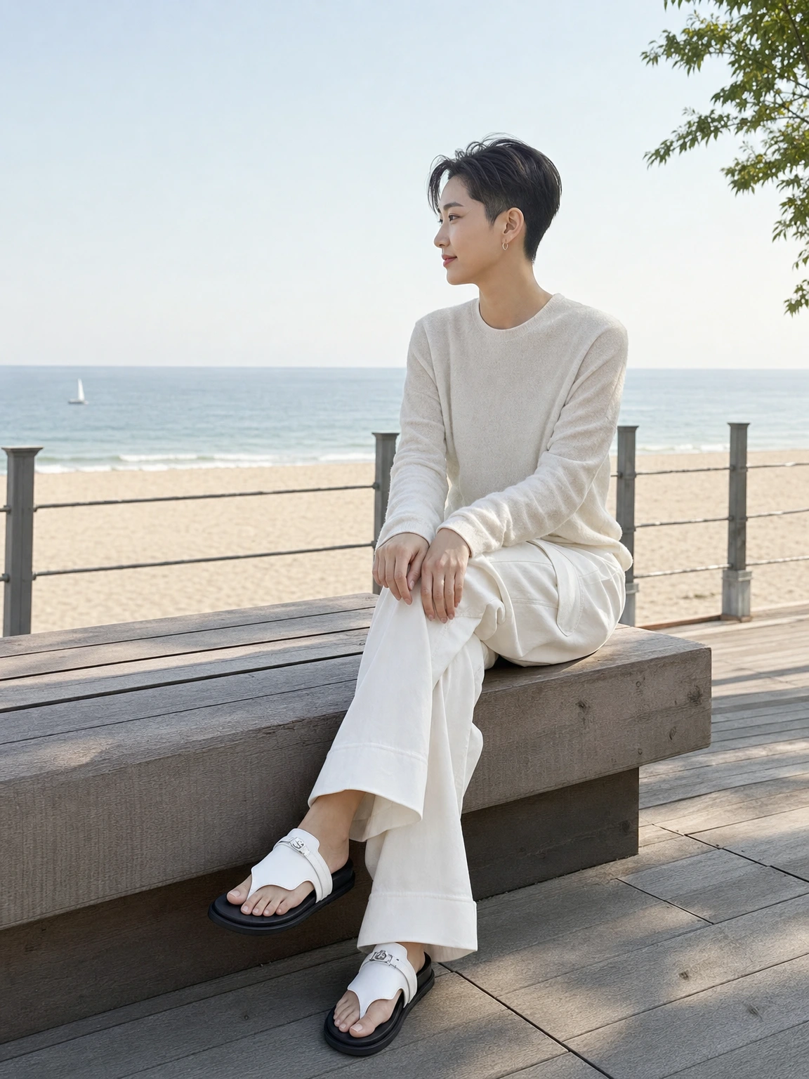 버클 포인트가 돋보이는 샌들
