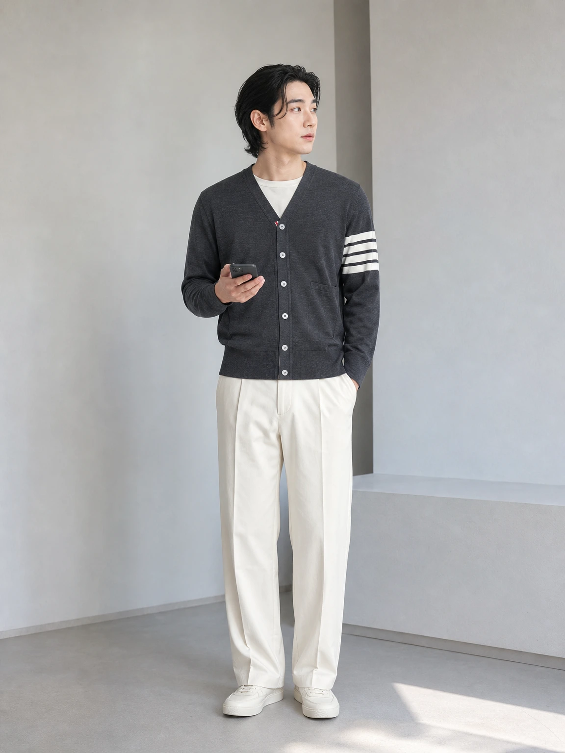 4바 완장으로 정돈된 클래식 가디건