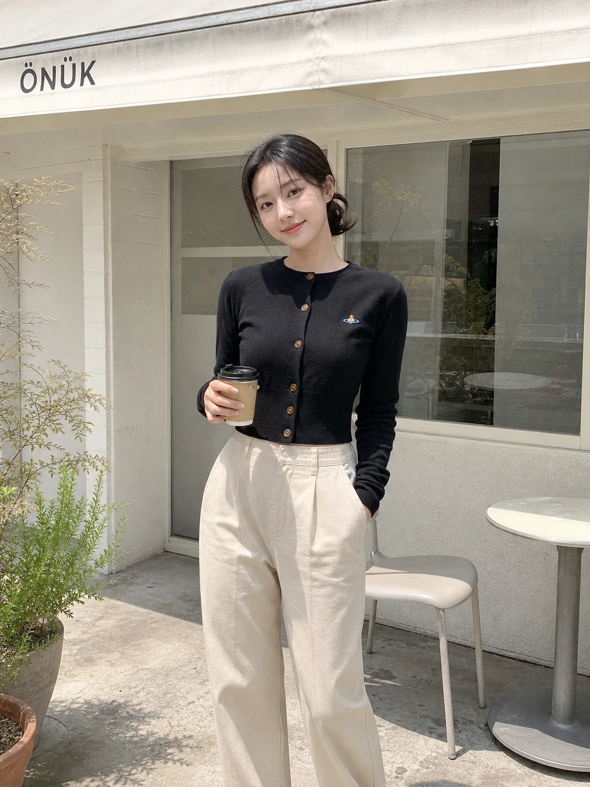 크롭 실루엣이 매력적인 버튼 가디건