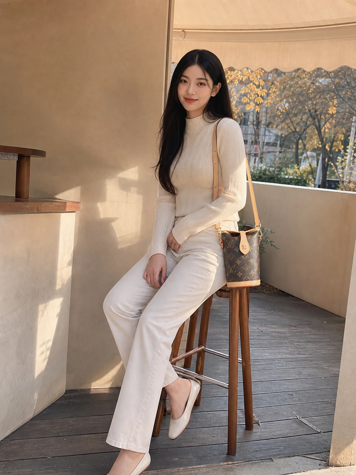 슬림 실루엣의 버클 파우치백