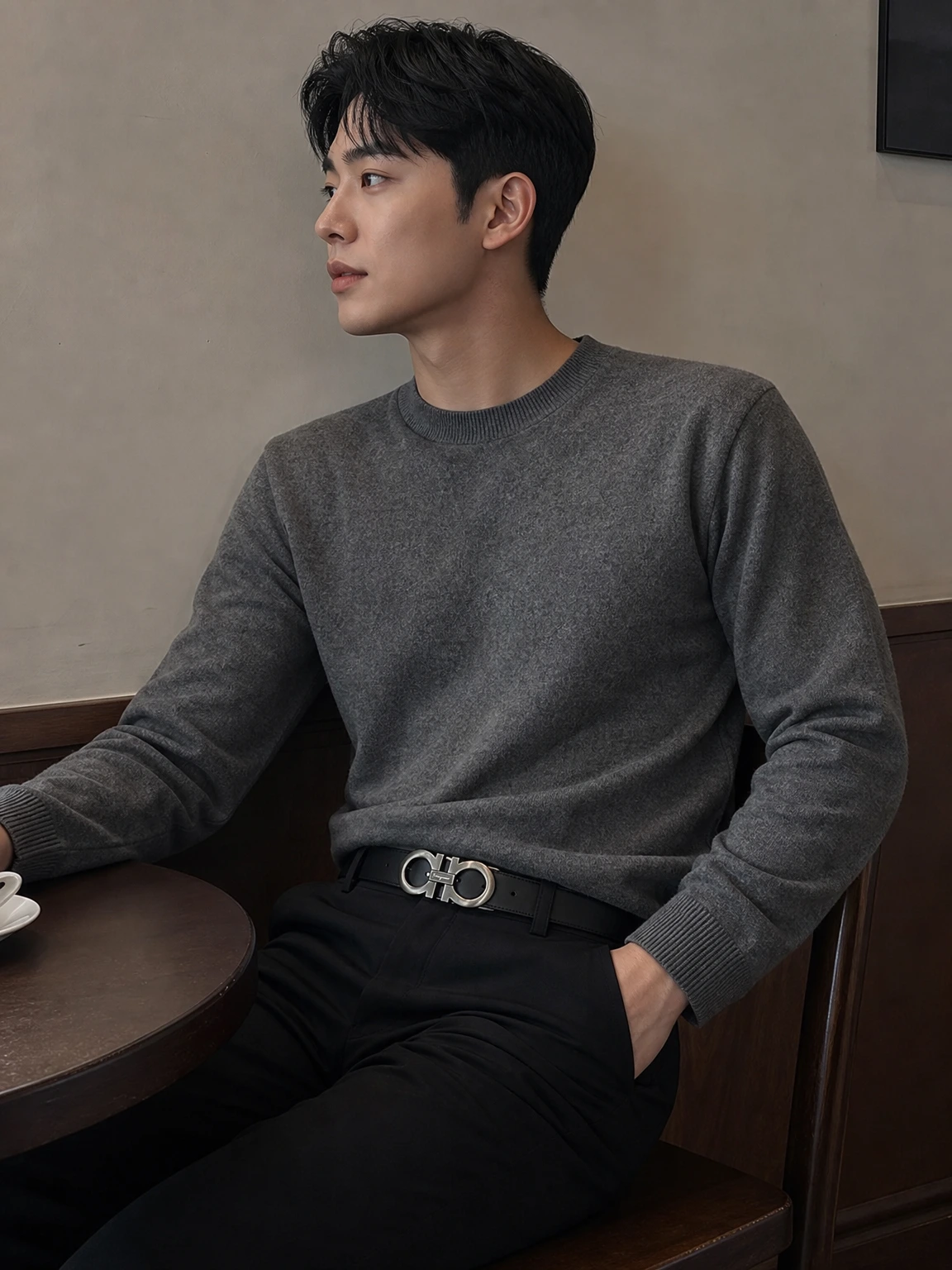 무광 버클의 간결한 벨트