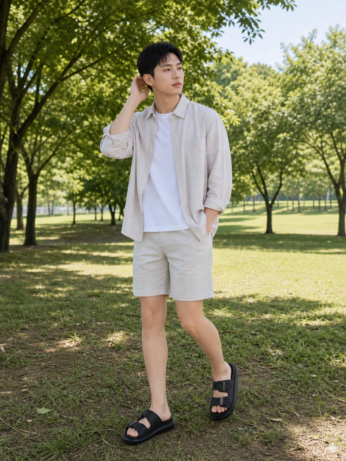메탈 버클이 돋보이는 슬리퍼
