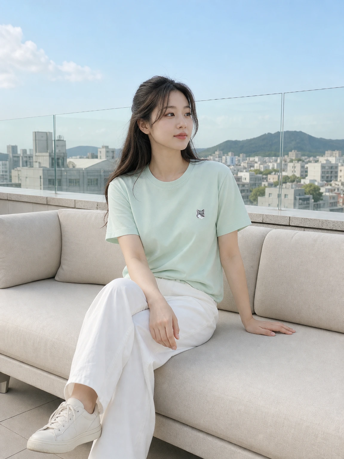 미니 폭스 패치로 포인트 반팔 티셔츠