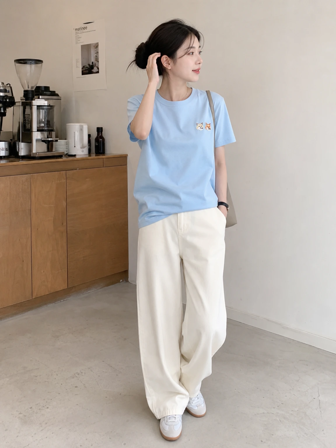 더블 폭스 헤드로 포인트 반팔 티셔츠