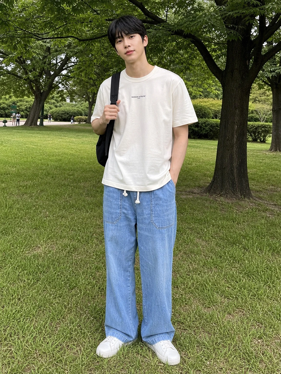 미니 레터링이 담긴 반팔티셔츠
