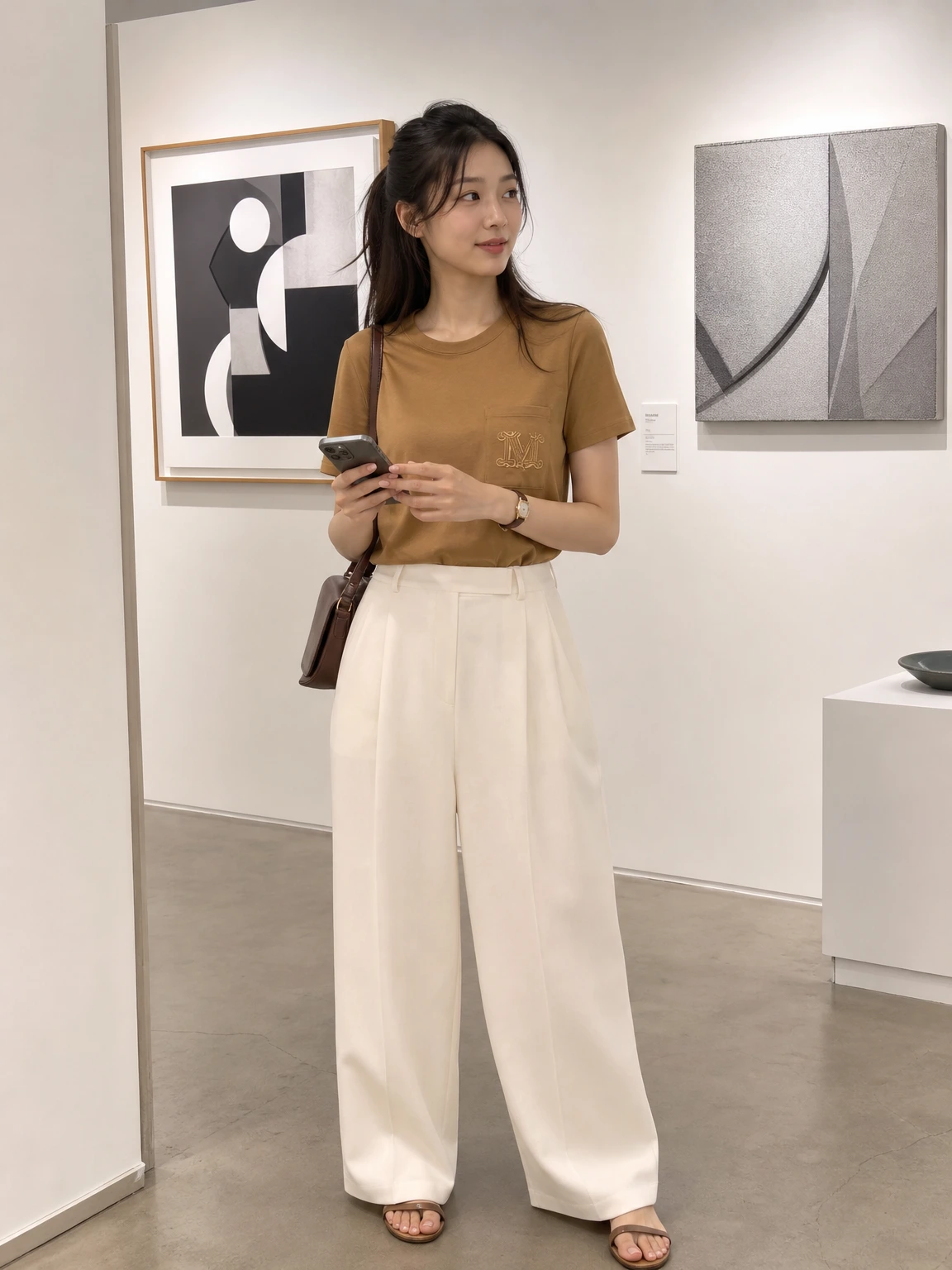 포켓 자수 로고로 정돈된 반팔 티셔츠