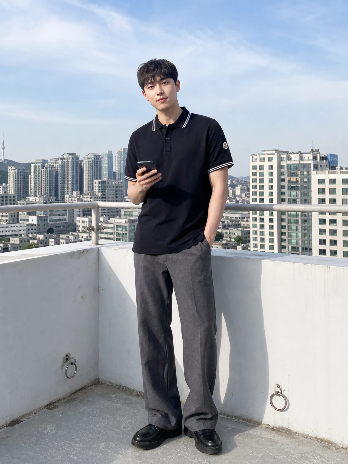 더블라인으로 정돈된 반팔티셔츠