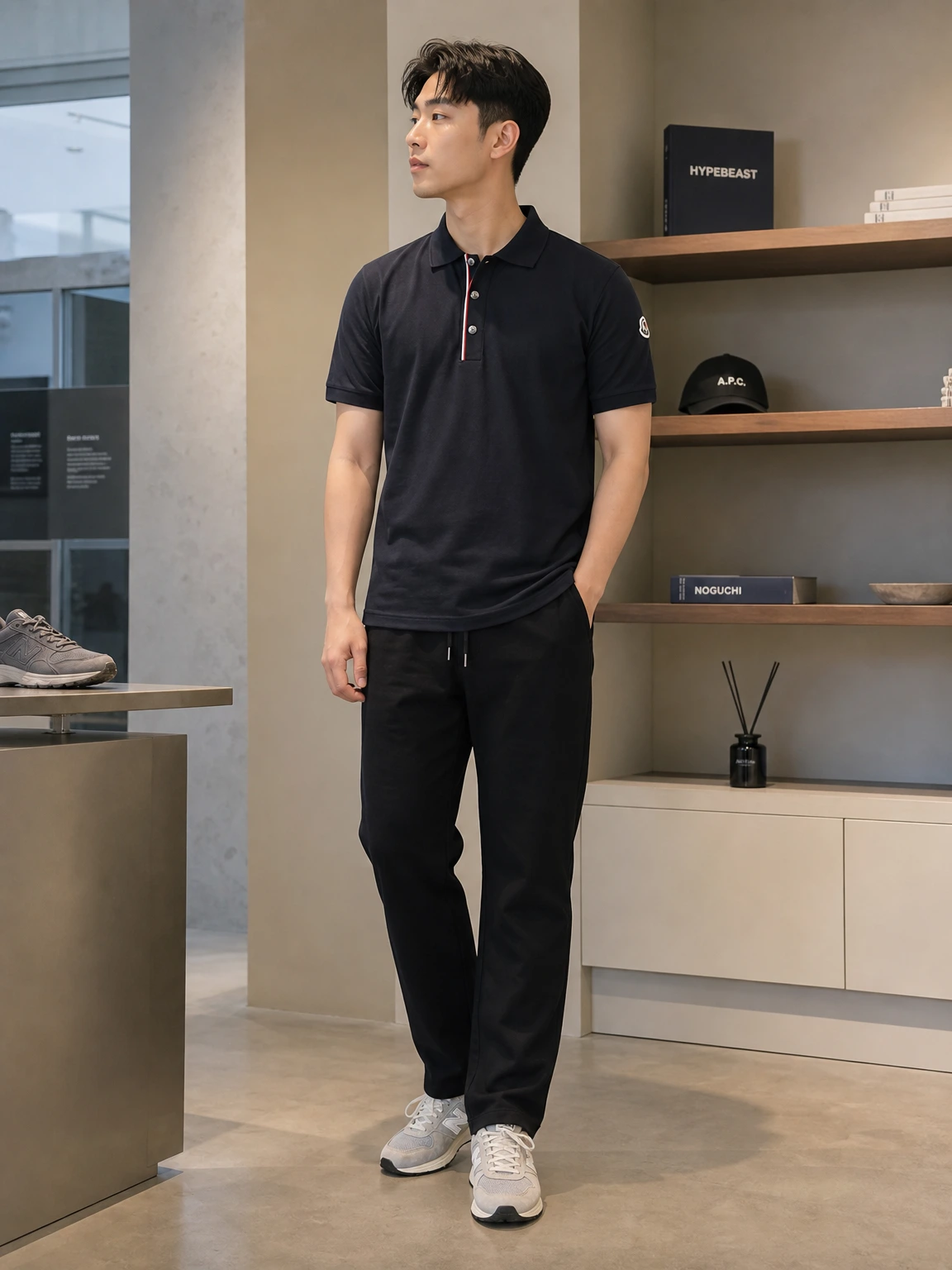 배색 플라켓이 돋보이는 폴로 티셔츠