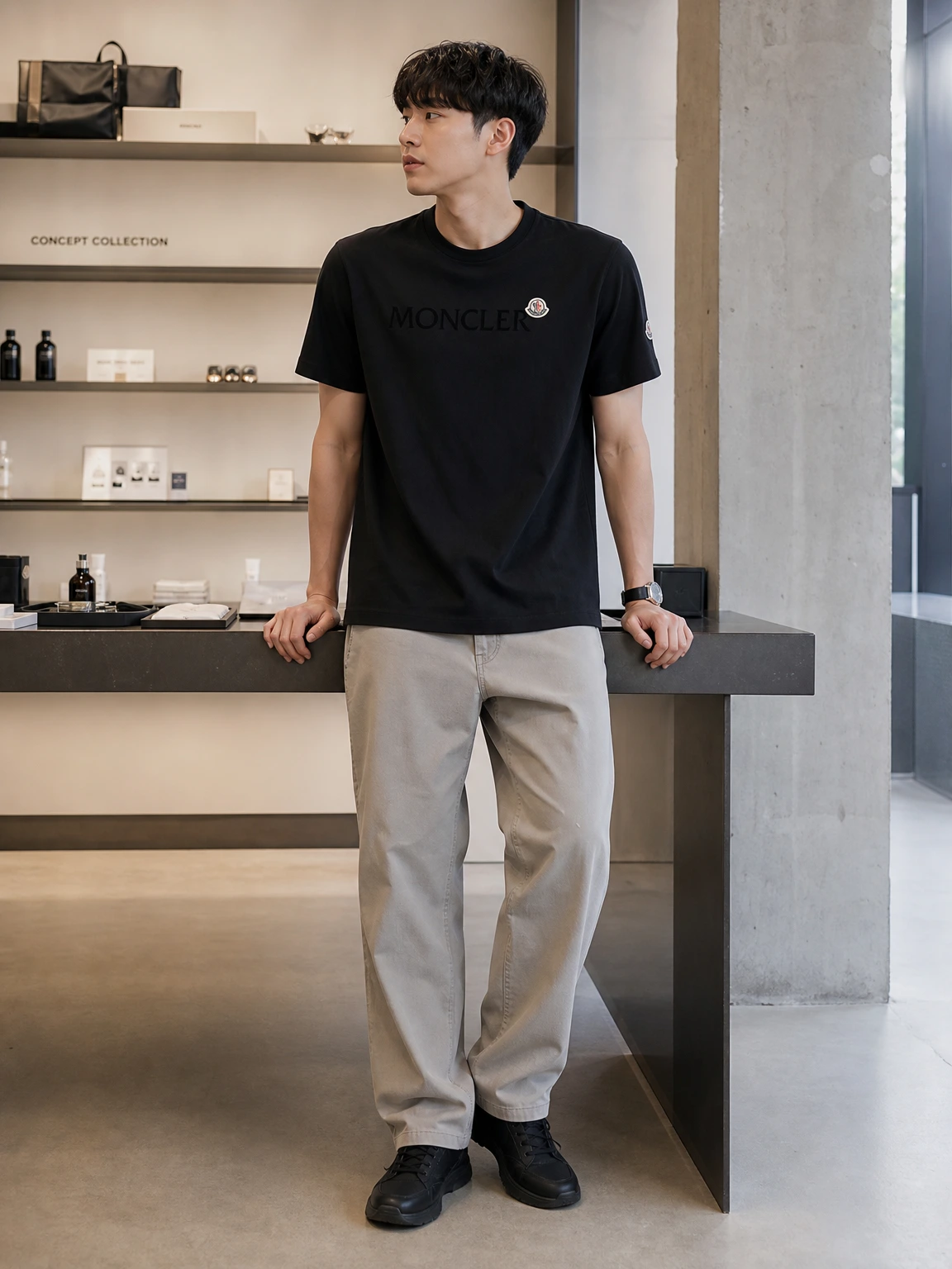 플로킹 로고로 힘 준 티셔츠