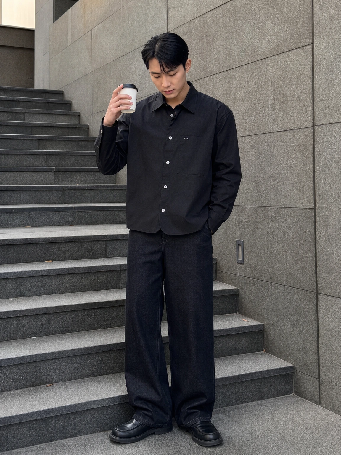 크롭 스퀘어로 떨어지는 셔츠
