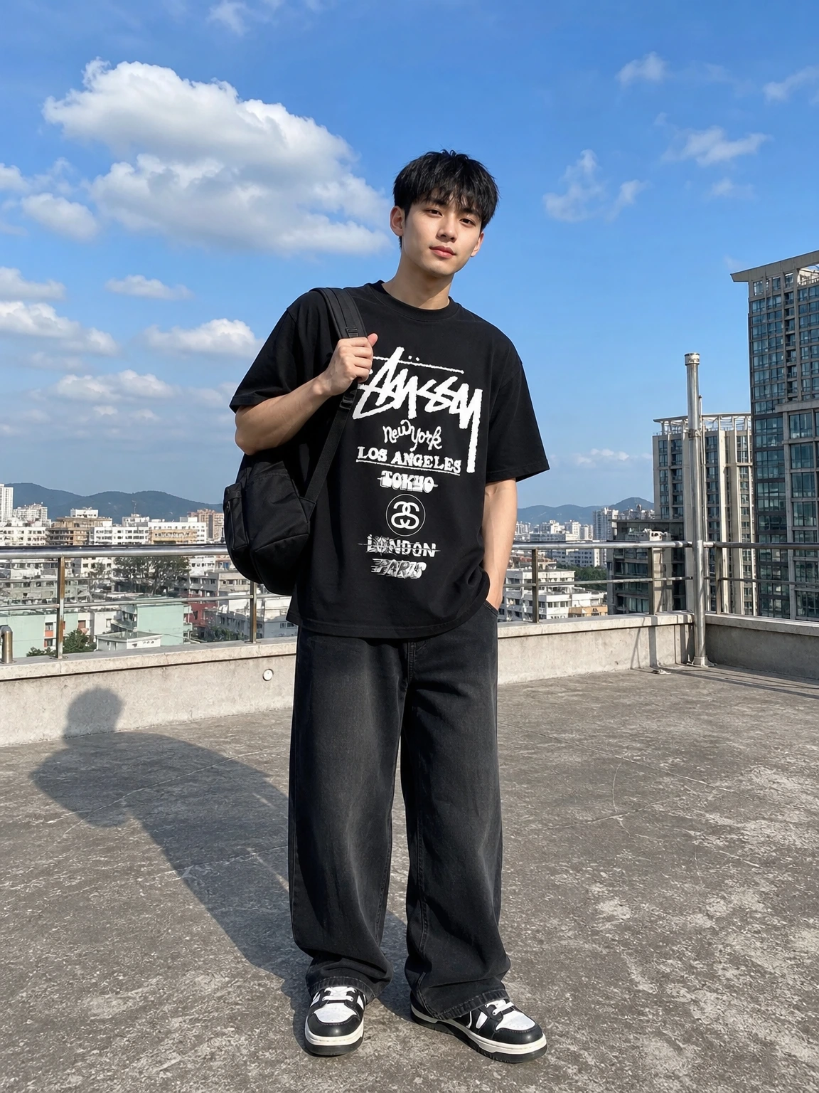 투어 도시 레터링이 돋보이는 반팔티셔츠