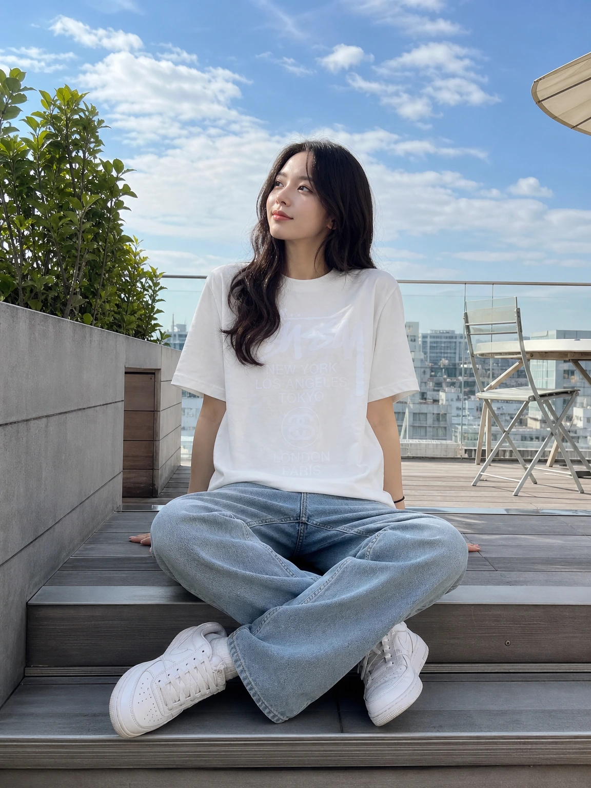 도시 무드 담은 빅로고 반팔 티셔츠