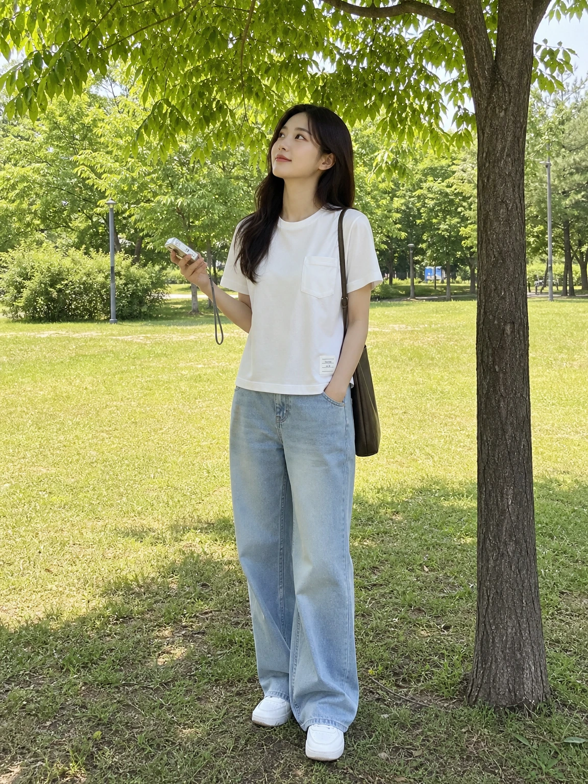 밑단 디테일로 완성한 반팔티셔츠