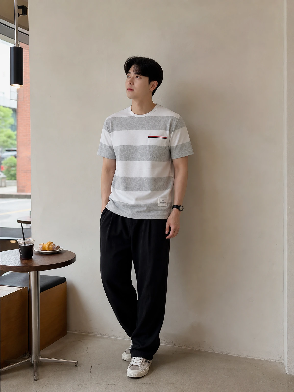 포켓 배색이 돋보이는 티셔츠