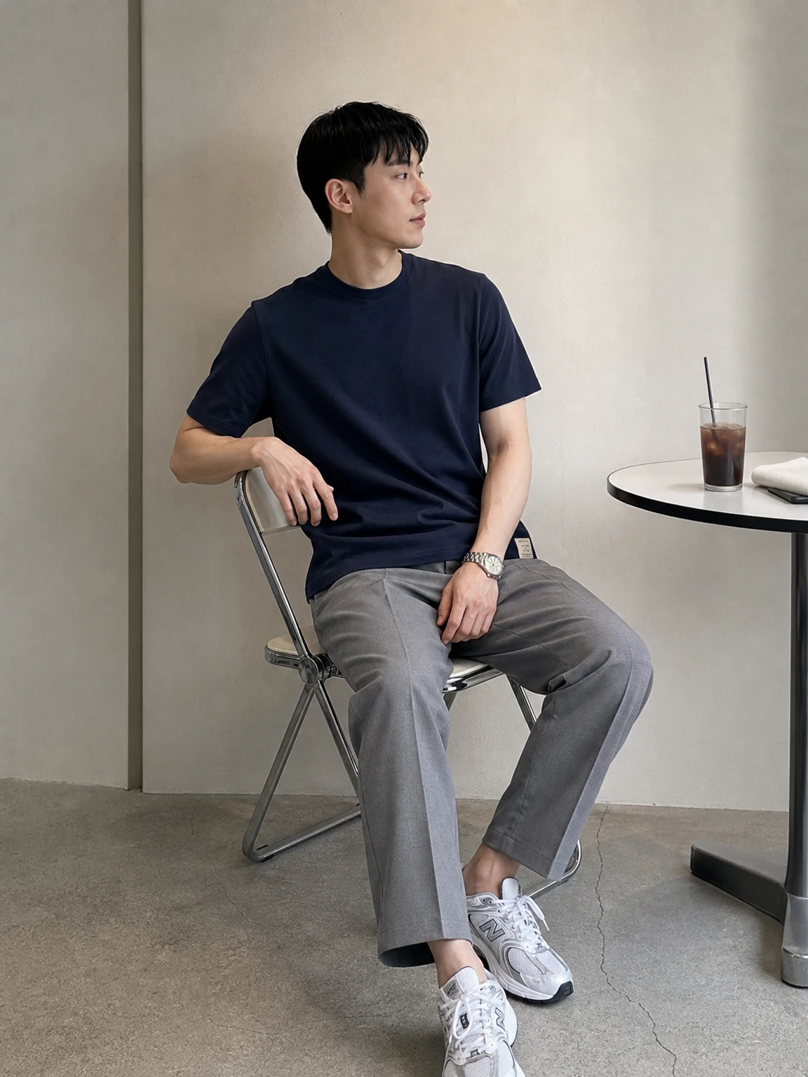 사이드 버튼으로 변주한 반팔티