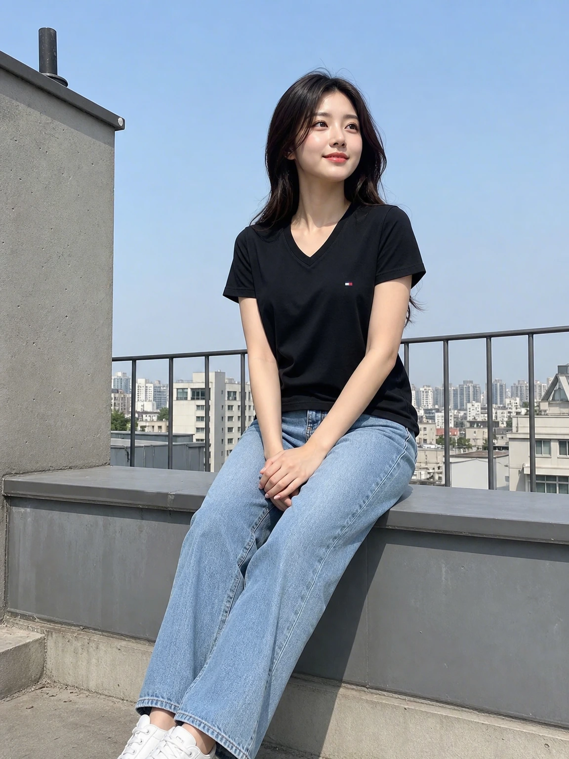 미니 플래그로 포인트 준 반팔티