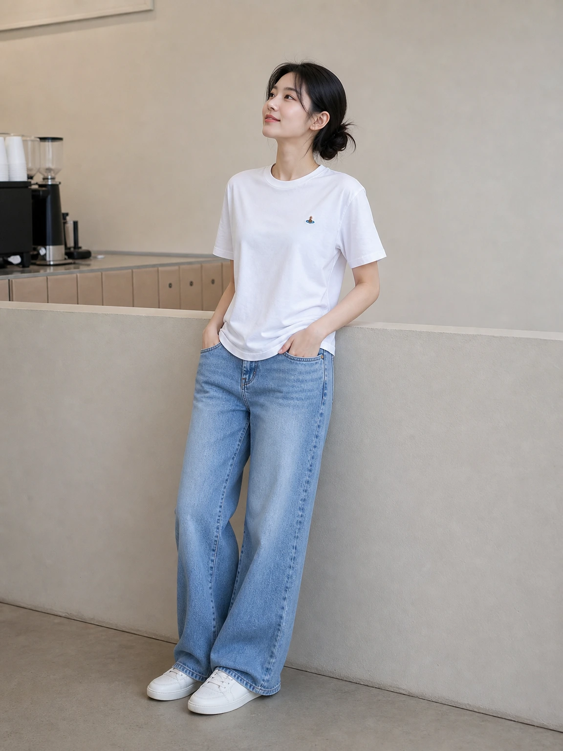 미니 자수 로고로 힘 준 반팔 티셔츠